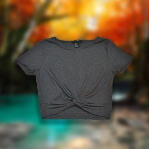 Forever21 Gray Crop Top With Knitted Feel & Look